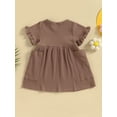 thumbnail image 4 of Faithtur Robes pour Filles, Manches Courtes Col Rond Couleur Unie Poches Robe Princesse Taille Haute pour Fête, 4 of 8