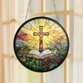 thumbnail image 4 of JingChun Easter Cross Acrylic Window Hanging, 1Pc Round Cross Stained Glass Wall Decor, Cross Stained Glass Window Hanging for Home Kitchen office Garden Decor, 4 of 6