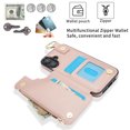 thumbnail image 4 of Allytechgroup iPhone 16 Wallet Case, RFID Blocking Zipper Pocket Ring Holder Kickstand Bumper Shockproof Portable Durable Phone Case for Apple iPhone 16, Rosegold, 4 of 8