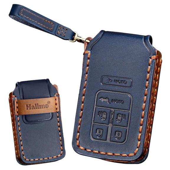 Leather Key Case Fit for Honda Odyssey Civic Pilot Keychain Remote Key Fob Cover Key Shell Protector 6 Button Case Holder Protector Keychain