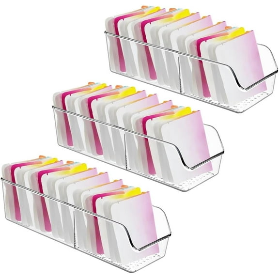 3 Pcs Plastic Tea Box, Clear Tea Bag Storage, Divided Tea Bag Organiser, Coffee Storage with 2 Cells for Sugar Sachets, Tea Bags