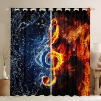 jejeloiu 3D Music Moldy Curtains Pack of 2 (42x84 Each),Orange Blue Curtains Blackout For Teens