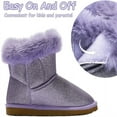 thumbnail image 5 of Kushyshoo Purple Girls Snow Boots Warm Faux Fur Lined Glitter Strap Winter Shoes Lightweight with Hook-and-loop Size 2M, 5 of 6