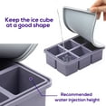 thumbnail image 3 of Large Square Ice Cube Tray with lid, Big Block 2 Inch, Giant Cocktail Silicone Ice Maker, Scotch Whiskey Easy Release Reusable Ice Cubes for Soup Freezer Wine Juice, 3 of 5