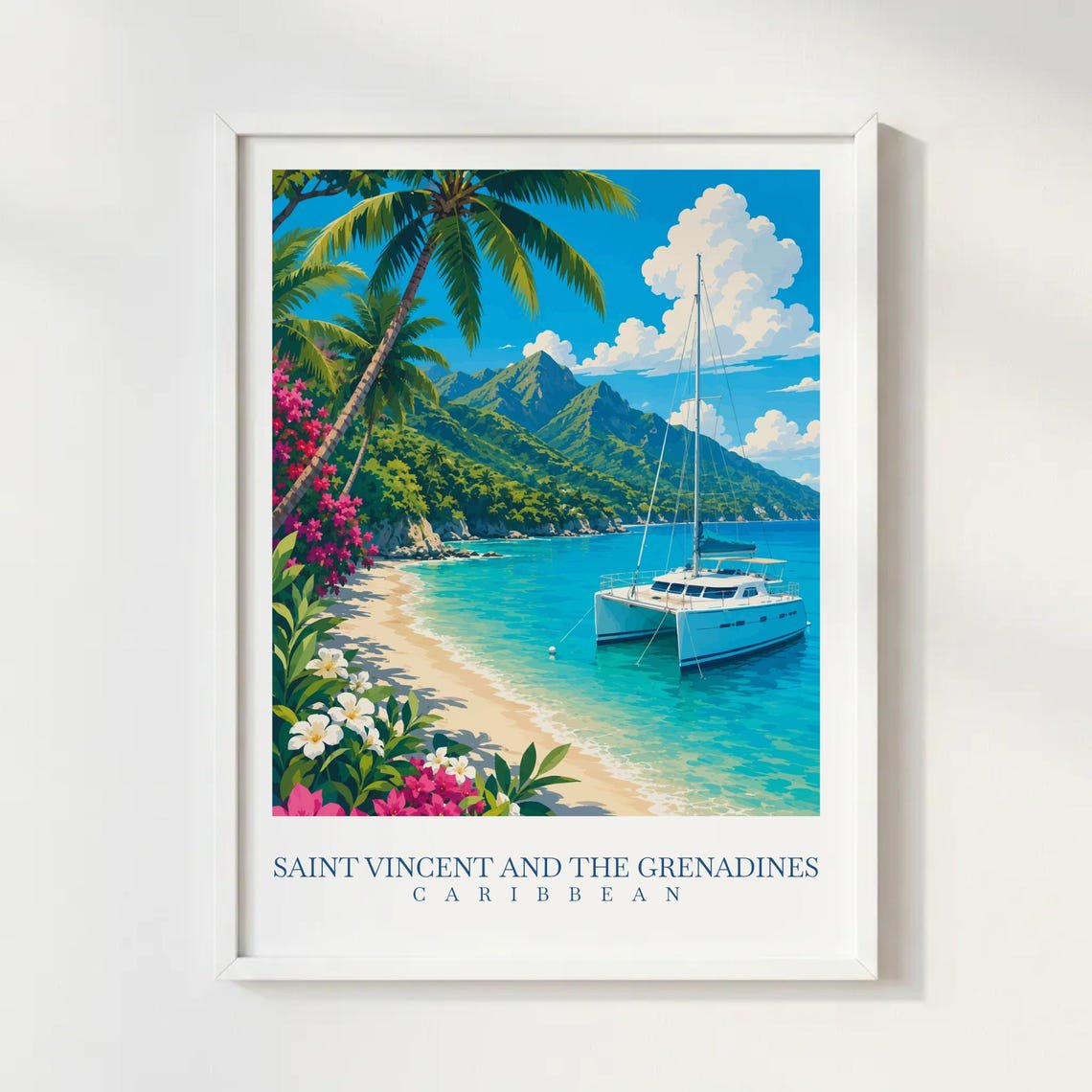Saint Vincent Islands Wall Art Print Tropical Caribbean Decor Unframed Paper Print