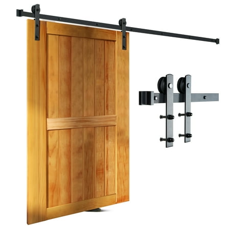 BENTISM 8FT Black Sliding Barn Door Hardware Kit for Single Doors
