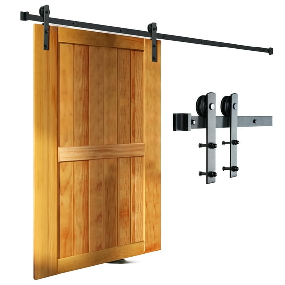 BENTISM 8FT Black Sliding Barn Door Hardware Kit for Single Doors
