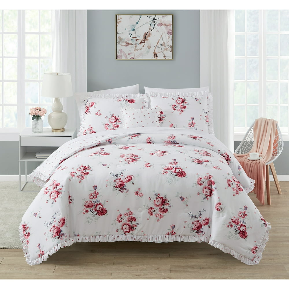 Simply Shabby Chic Reversible Sunbleached Floral 4Piece Comforter Set