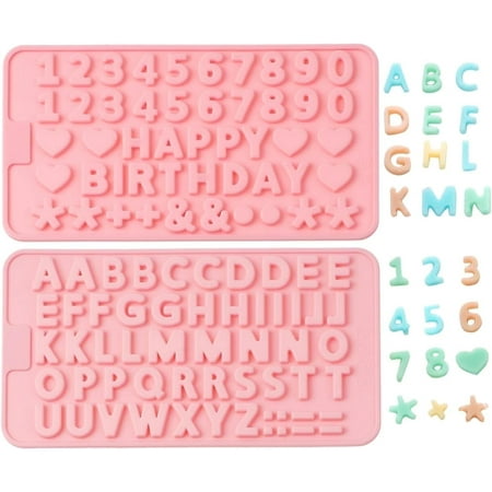 Verdental 105-Cavity Letter and Number Happy Birthday Chocolate Candy Silicone Mold, Non-Stick, Reusable, 2 Count