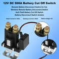 thumbnail image 3 of Remote Battery Disconnect Switch 12V DC 500A Battery Cut Off Switch Anti-Theft Battery Kill Switch with 2 Remote Control, 3 of 10