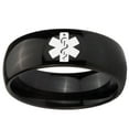 thumbnail image 2 of Tungsten Medical Alert 8mm Glossy Black Polished Dome Men Ring, 2 of 2