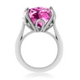 thumbnail image 3 of Gem Stone King 925 Sterling Silver Pink Created Sapphire Engagement Ring for Women (14.68 Cttw, 14MM Cushion, Size 8), 3 of 4