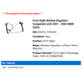 thumbnail image 2 of Front Right Window Regulator - Compatible with 2001 - 2006 BMW 330Ci 2002 2003 2004 2005, 2 of 2