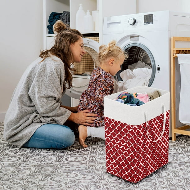 Panier à Linge Pliant avec Roues / Panier à Vêtements en Plastique Grande Capacité / Bac de Rangement Pliable et Imperméable pour Salle de Bain Chambre Buanderie / Conception Ventilée / 15.7x9.4x18.1