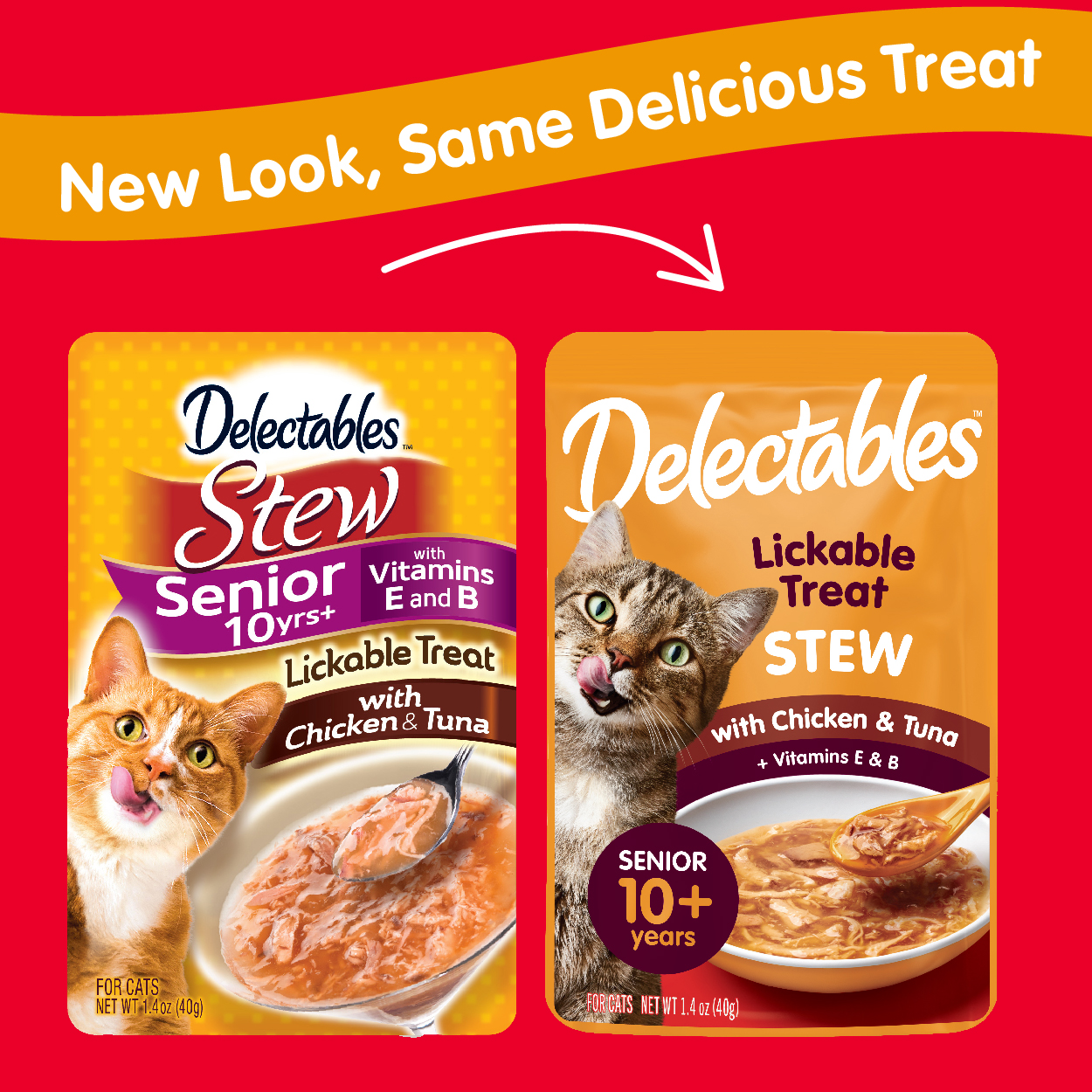 Hartz Delectables Stew Senior 10+ Chicken & Tuna Lickable Wet Cat Treat, 1.4oz Pouch (12 Pack)
