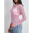 thumbnail image 2 of nvzhuang Women's Summer Sheer Crop Tops Long Sleeve Fitted Short Lace Going Out Tops for Party, 2 of 9