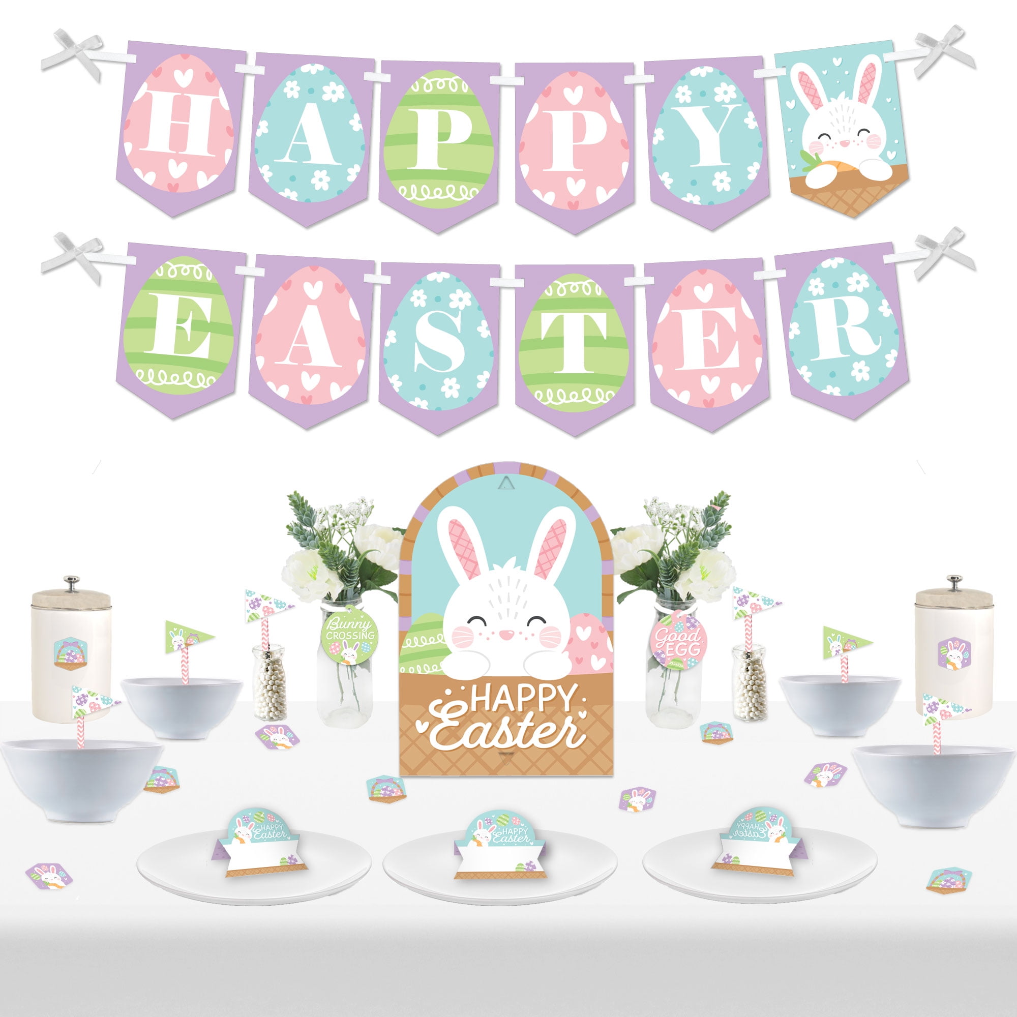 Big Dot of Happiness Spring Easter Bunny DIY Happy Easter Party Signs Snack Bar Decorations