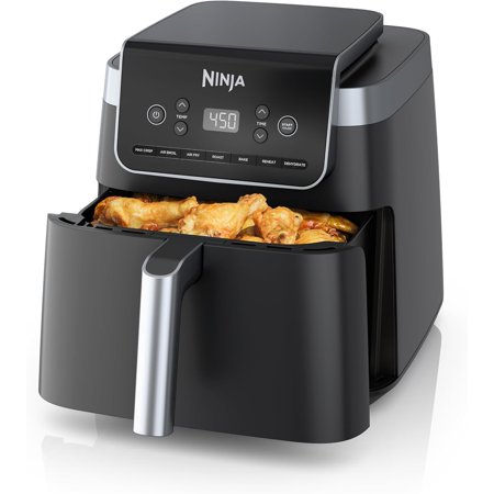 Air Fryer Pro XL 6.5QT Capacity fits up to 9 lbs of Wings,7-in-1 Max Crisp, Broil, Air Fry, Roast, Bake, Reheat and Dehydrate, Dishwasher Safe Parts, Space Saving