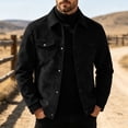 thumbnail image 4 of Raeneomay Men's Suede Button Jacket - Collared Long Sleeve Pocket Top, 4 of 6