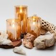 thumbnail image 4 of WYZworks LED Metallic Mirrored Tinted Gold Glass Flickering Dimmable Flameless Candles - Set of 3 with Remote Control, 4 of 10