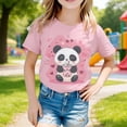 thumbnail image 2 of BOOMNY Toddler Girls Short Sleeve T Shirts Panda Graphic T-Shirts Loose Tee Tops, Sizes 1-2 Years, 2 of 4