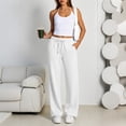 thumbnail image 5 of Dwelliawo Sweatpants Women Baggy Wide Leg Lounge Casual Pajama Sweat Pants White L, 5 of 5