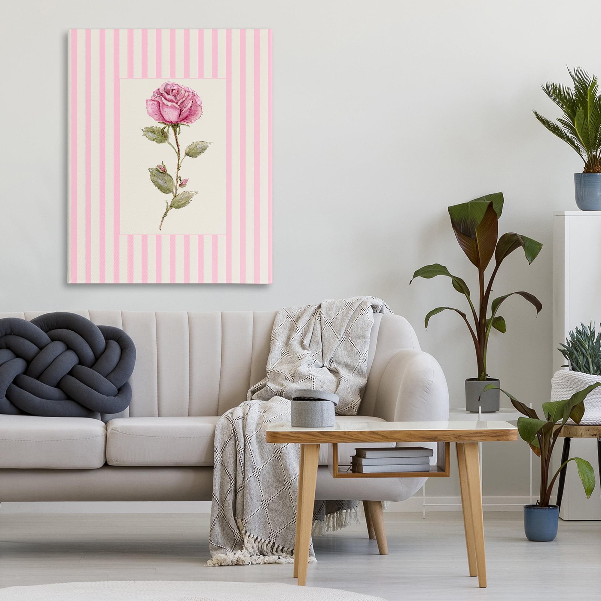 Pink Stripe Rose Canvas Wall Art, design by Lisa Wehmeyer
