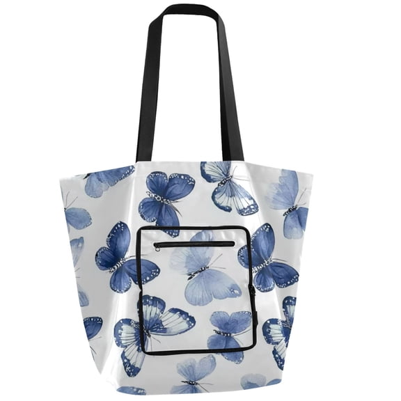 Iauyy Foldable Shoulder Tote Bags Large Storage for Women -Reusable 11*9.5*15.4in Wide Handbag Design Shopping/Travel Bag ,White As The Main Color Tone