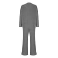 thumbnail image 5 of Diufon Women's Oversized Pajama Set 2 Piece Knitted Long Sleeve V Neck Tops and Wide Leg Pants Sleepwear Outfit, 5 of 7