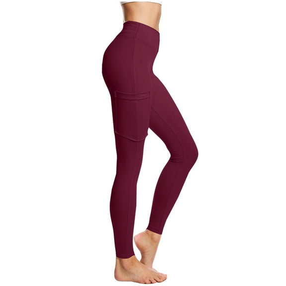 TMOYZQ Tummy Control Leggings with Pockets for Women Comfortable High Waisted Stretch Yoga Pants for Gym Athletic Workout Slim Fit Solid Color Outdoor Tights on Clearance