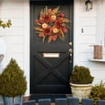 thumbnail image 5 of 24 Inch Pumpkin and Dahlia Fall Wreath with Magnolia Leaves and Ferns for Outdoor Front Door Thanksgiving Harvest Decoration Wall Hanging, 5 of 6