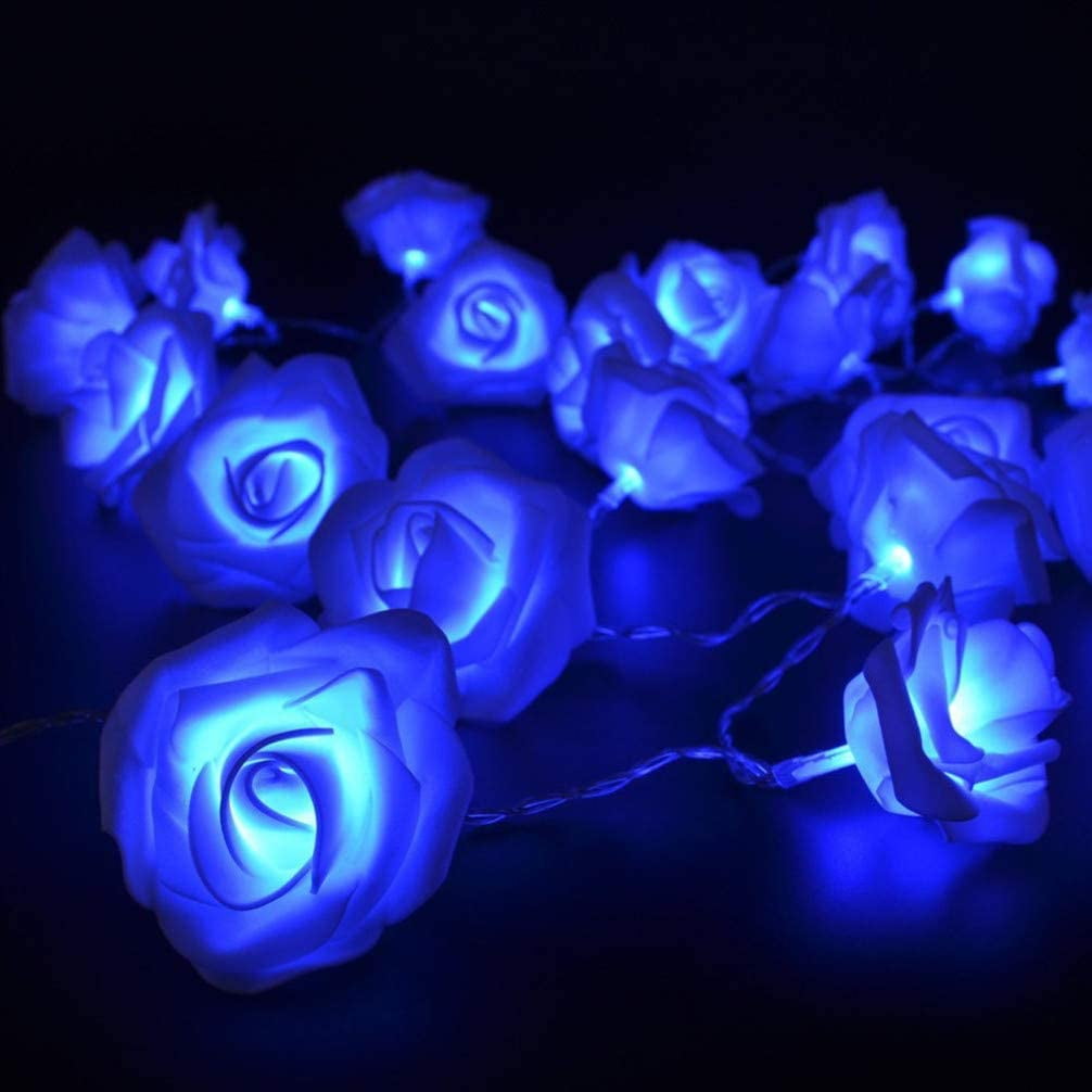 Rose Flower Fairy String Light 20 LED Battery Operated Nightlight Christmas Garden Party Decor White 