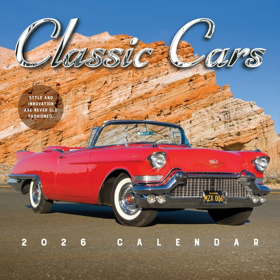 TF Publishing, Classic Cars 2026 Wall Calendar, 12'' X 12'', 12-Month Calendar with Stapled Binding