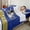 Deep Blue Gold, variant on Erosebridal American Football City Bed Sheets Set Twin Size,New York Print Bedding Sets Twin Size,Geometric Stripe Bed Sheets Twin,Luxurious Bedroom Decoration，3-Piece