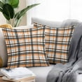 thumbnail image 2 of Abstract Stripes Outdoor Pillow Covers Pack of 2 Orange Black Grey Plaid Waterproof Throw Pillow Covers Decorative Cushion Cases for Patio Garden Tent Balcony Couch 26x26 inch, 2 of 8