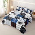 thumbnail image 3 of Erosebridal Eat Baseball Sleep Twin Quilt Set, Blue Patchwork Twin Coverlet Set for Men and Women, 2 Pieces, 3 of 7