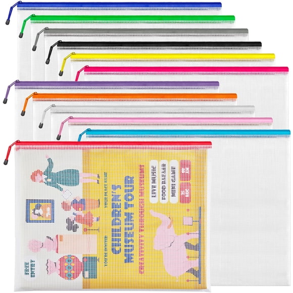 Funda de malla con cremallera JARLINK A3 42,9 x 31,5 cm, 12 unidades, impermeable