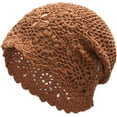thumbnail image 2 of Women Cotton Slouchy Crochet Beret Handmade Cutout Floral Beanie Hat, 2 of 6