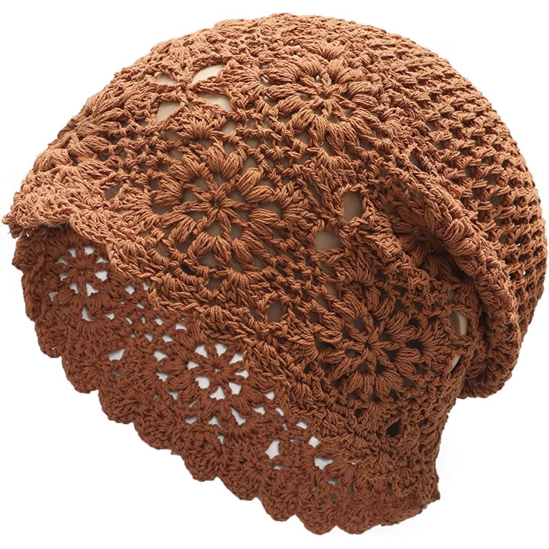 Women Cotton Slouchy Crochet Beret Handmade Cutout Floral  display picture 1