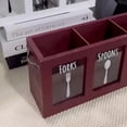 thumbnail image 5 of Utensil Holder Countertop,Kitchen Utensil Holder,Wood Flatware Organizer,13*6*4IN Rustic Utensil & Silverware Holder for Forks, Spoons, Knives(Wine), 5 of 8