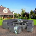thumbnail image 3 of Costway 7 PCS Patio Rattan Dining Set Sectional Sofa Couch Ottoman Garden Gray, 3 of 10