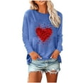 thumbnail image 2 of Valentines Days Cute Long Sleeve Shirts Womens Heart Print Crewneck Tunic Tops Casual Loose Blouses, 2 of 4
