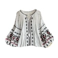 thumbnail image 3 of Blusa bordada para mujer, jersey, camisa étnica para vacaciones de verano en la calle, 3 of 8
