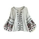thumbnail image 3 of Blusa bordada para mujer, diseño bohemio suave, ideal para uso diario en interiores y playa. Blanco, 3 of 9