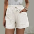 thumbnail image 2 of Comfortable Shorts for Women, Linen Shorts,Women's Casual Summer Shorts with Drawstring Elastic Waist and Pockets for Comfort and Style, 2 of 6