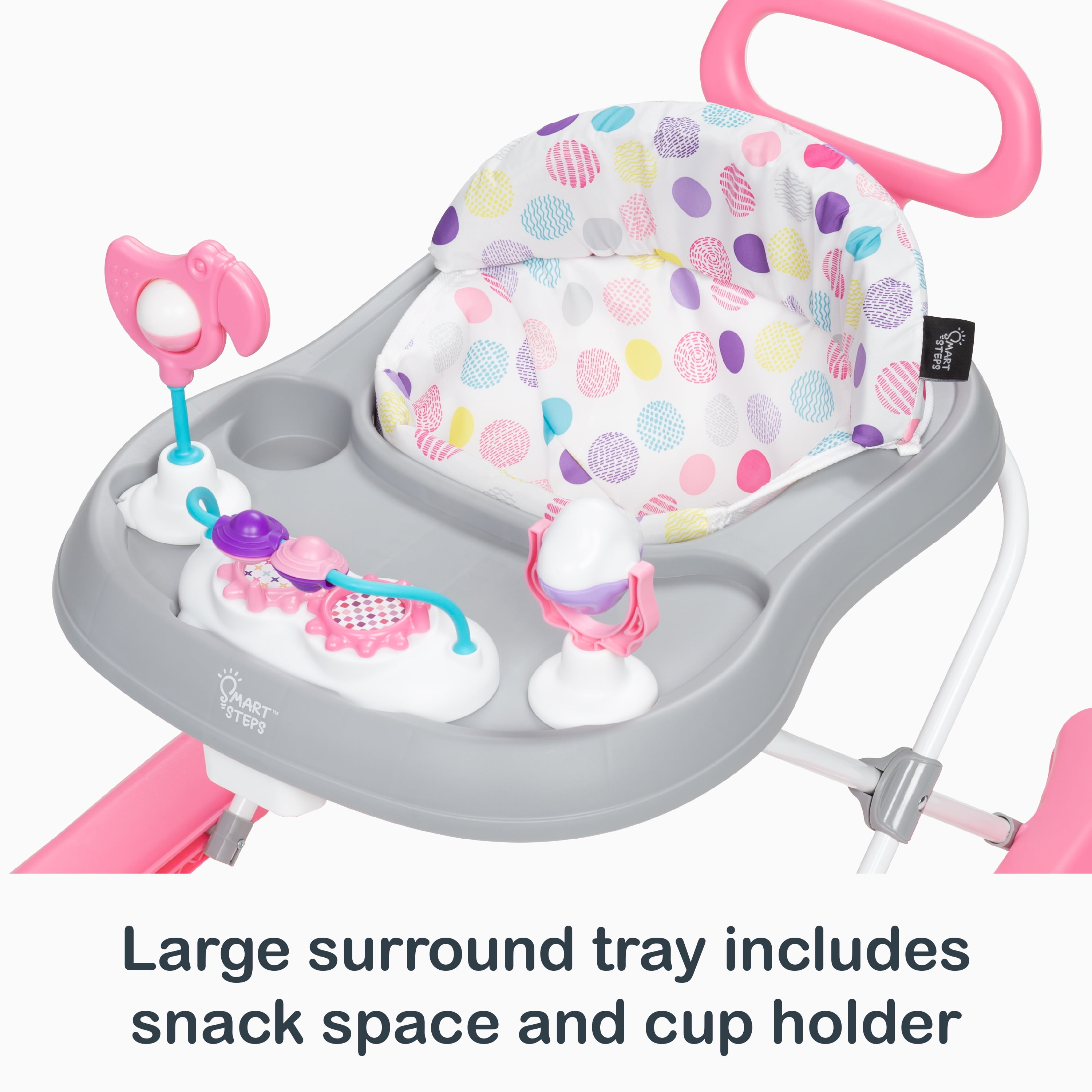 Smart Steps Trend Plus Baby and Toddler 2-in-1 Walker with Deluxe Toys, Orbits Pink