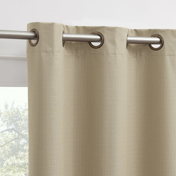 Sun Zero Bryant 2-Piece Textured Thermal Insulated 100% Blackout Grommet Top Curtain Panel, Taupe, 37”W x 84"L