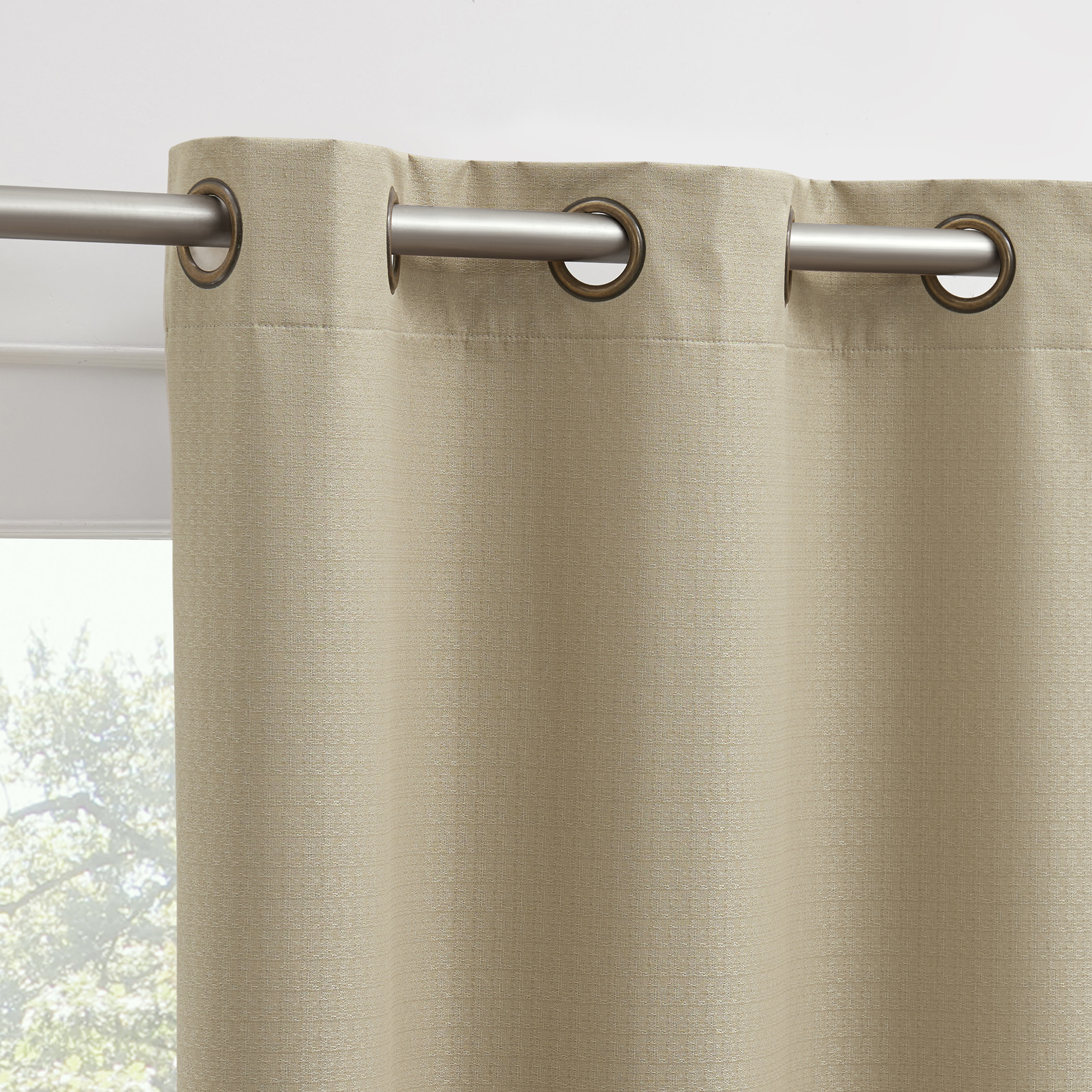 Sun Zero Bryant 2-Piece Textured Thermal Insulated 100% Blackout Grommet Top Curtain Panel, Taupe, 37.0”W x 84"L