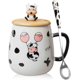 thumbnail image 1 of Cute Cow Coffe Mug with Cover and Spoon, Ceramic Cow Coffee mug, 420ml Kawaii Cow Mugs, 3D Animal Cow Mug Prefect Gifts For Boys Girl Women Kid (Ballo, 1 of 4
