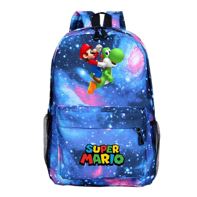 Mochila Super Mario Anime Game para hombres y niños, mochila para estudiantes, cielo estrellado, agua verde, gran capacidad, bolsa de viaje multifuncional, regalo zhangmengya LED